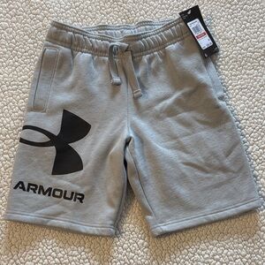 Under Armour Boy’s Athletic Fleece Shorts in Light Gray YXS